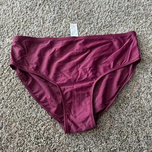 Sand N Sun Women's High Waisted Bikini Bottoms Plus Size 2X / 18W - 20W Wine Red